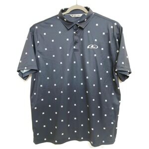 Black Clover Polo Shirt Mens XL Navy Blue All Over Clover Print Golf Performance